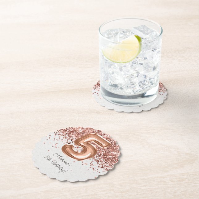 Rose Gold 5. Geburtstagsparty Untersetzer (Vor Ort)