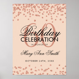 Rose Gold 60. Geburtstag Glitzer Confetti Blush Poster