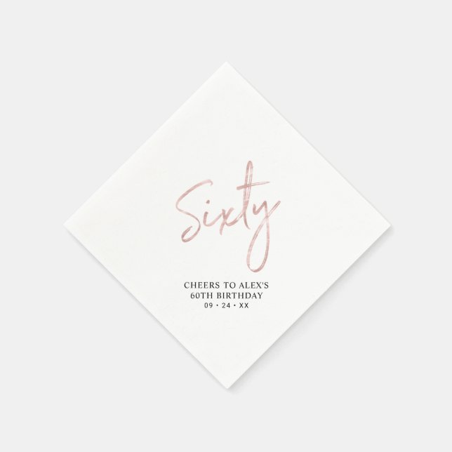 Rose Gold 60 | Moderne 60. Geburtstagsparty für Er Serviette (Ecke)
