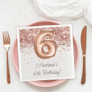 Rose Gold 6. Geburtstagsfeier Serviette