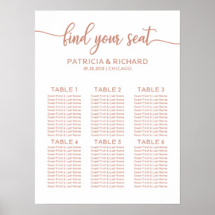 Rose Gold 6 Tische Hochzeitskarte Poster