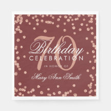 Rose Gold 70. Geburtstag Glitzer Confetti Burgund