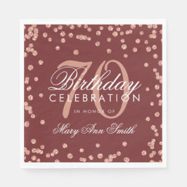 Rose Gold 70. Geburtstag Glitzer Confetti Burgund Serviette