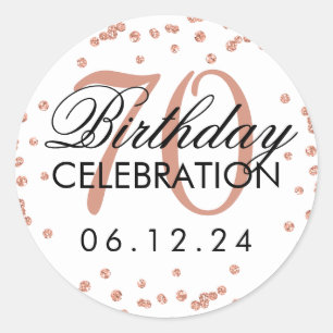 Rose Gold 70. Geburtstag Imitat Glitzer Confetti Runder Aufkleber