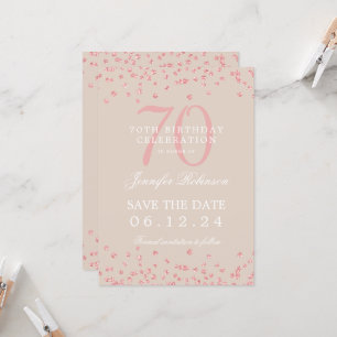Rose Gold 70. Geburtstag Rett Date Details Champag Einladung