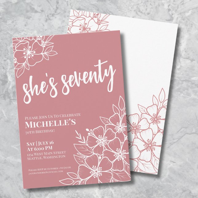Rose Gold 70. Geburtstagsparty Einladung (Seventy Rose Pink 70th Birthday Party Invitation)