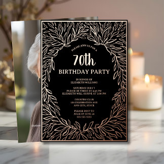 Rose Gold 70. Handgezeichneter Geburtstag Folieneinladung