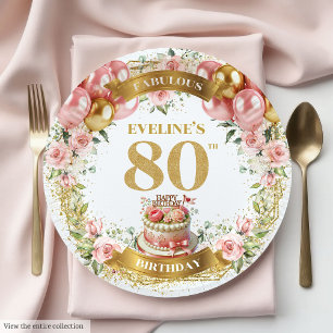 Rose Gold 80. Geburtstag Teller