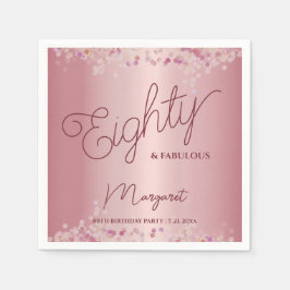 Rose Gold 80th Birthday Party Serviette