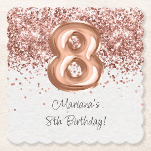 Rose Gold 8. Geburtstagsparty Untersetzer