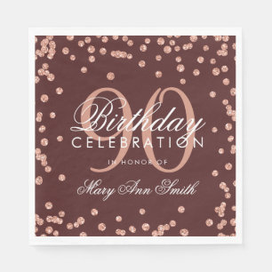 Rose Gold 90. Geburtstag Glitzer Confetti Burgund Serviette