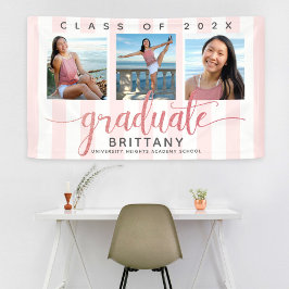 Rose gold Abschluss 3 Foto moderne Glitzer-Skript Banner
