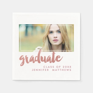 Rose Gold Absolvent Abschluss-Papier-Servietten Serviette