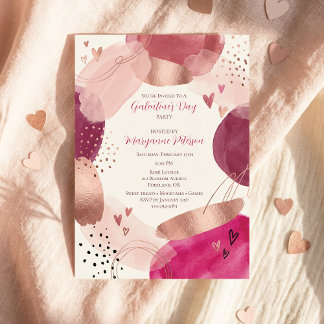 Rose Gold Abstract Girly Galentine’s Day Party Einladung