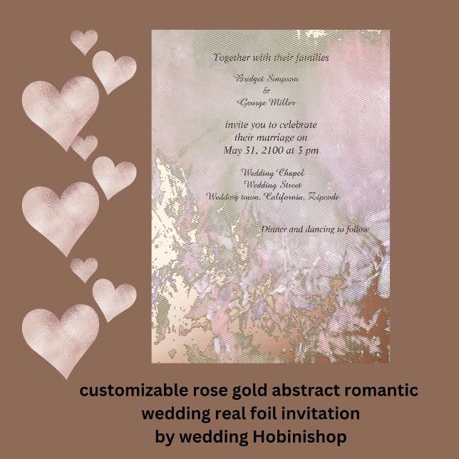Rose Gold abstrakt romantische Hochzeit real Folieneinladung (rose gold abstract romantic wedding real foil invitation)