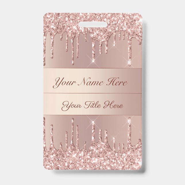 Rose Gold-Abzeichen-Vorlage mit Individuelle Name- Ausweis (Vorderseite)