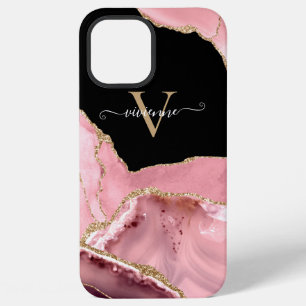 Rose Gold Achat Glitter Monogramm iPhone 12 Pro Max Hülle