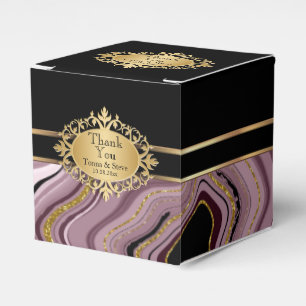 Rose Gold Achat-Marmor mit Schwarz und Gold Geschenkschachtel