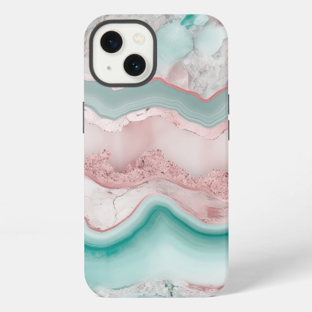 Rose Gold Achat Muster iPhone Hülle (Rückseite)
