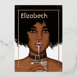 Rose Gold Afro Geburtstagsparty Einladung