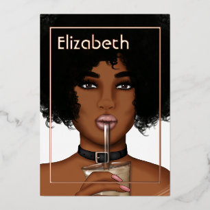 Rose Gold Afro Geburtstagsparty Einladung