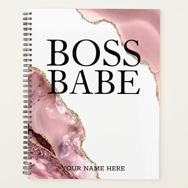 Rose Gold Agate Girl Boss Babe Hustelfrauen Planer (Vorderseite)