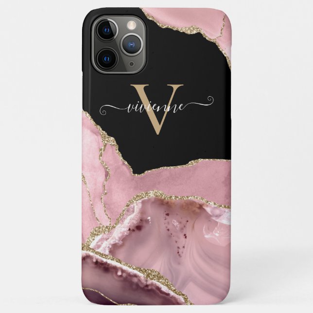 Rose Gold Agate Glitzer Monogram Case-Mate iPhone Hülle (Rückseite)