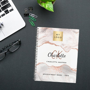 Rose gold agate monogram Logo Business 2026 Planer