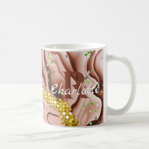 Rose Gold Agate & Wassertropfen Goldblende Monogr Kaffeetasse