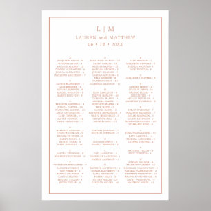 Rose Gold Alphabetische Hochzeitstabelle Poster