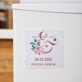 Rose Gold Ampere und Blumenhochzeit speichern das  Magnet