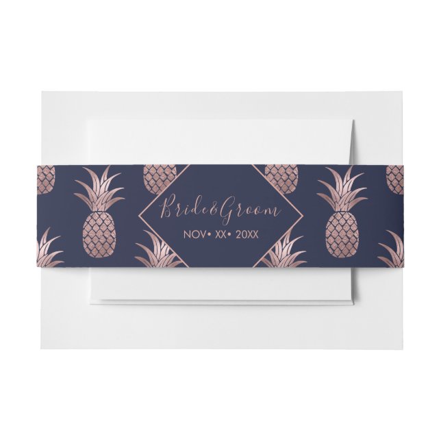 Rose Gold Ananas Einladungskarten Bauchband Einladungsbanderole (Vorderseite Beispiel)