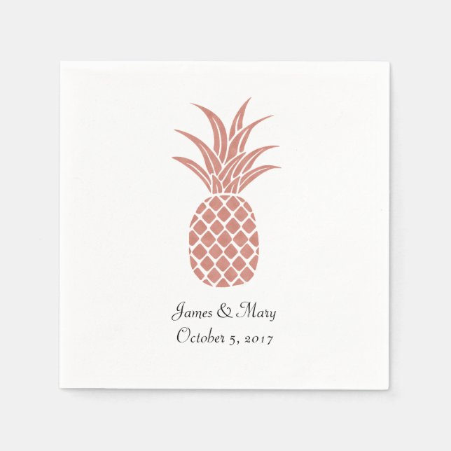 Rose Gold Ananas Hochzeitscocktail Napkins Serviette (Vorderseite)