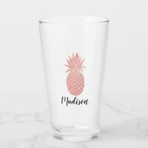 Rose Gold Ananas Individuelle Name  Glas