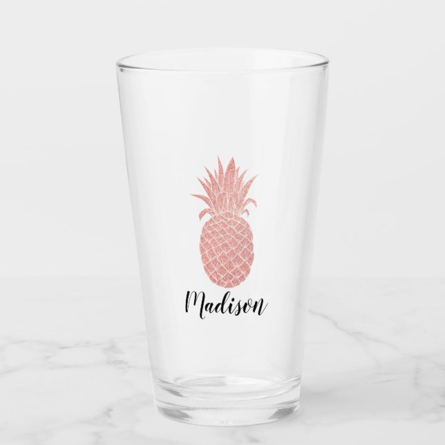 Rose Gold Ananas Individuelle Name  Glas (Vorderseite)