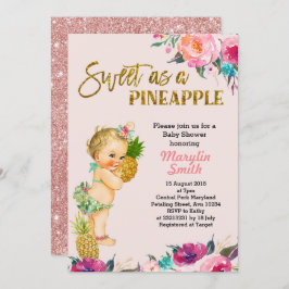 Rose Gold Ananas Kinderdusche Einladung