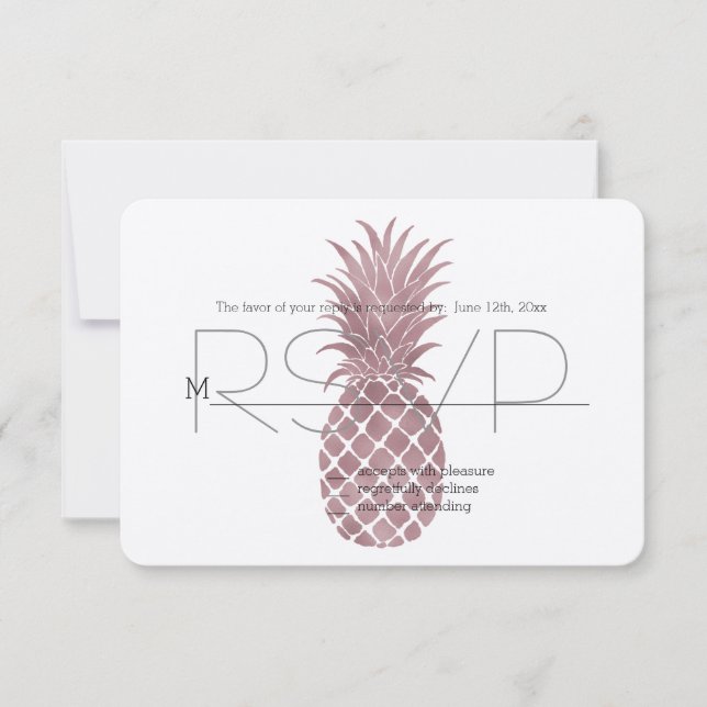 Rose Gold Ananas UAWG RSVP Karte (Vorderseite)