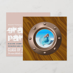 Rose Gold and Blush Nautical Graduation Photo Invi Einladung