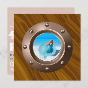 Rose Gold and Blush Nautical Graduation Photo Invi Einladung