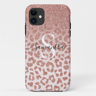 Rose Gold Animal Print Glitterie Gradient Case-Mate iPhone Hülle