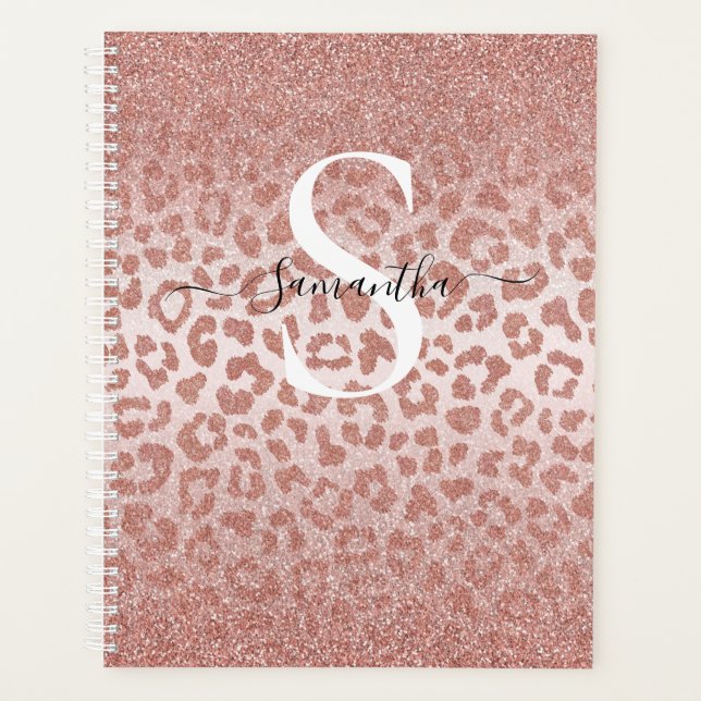 Rose Gold Animal Print Glitterie Gradient Planner Planer (Vorderseite)