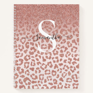 Rose Gold Animal Print Glittery Gradient Notebook Notizbuch