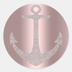 Rose Gold Anker Nautilusthemen Glam Geburtstagsfei Runder Aufkleber