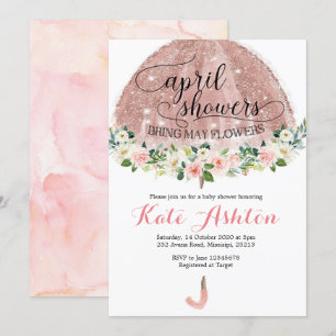 Rose Gold April Duschen Umbrella Baby Dusche Invit Einladung