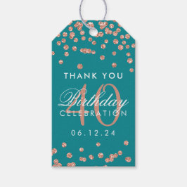 Rose Gold Aquamarin 40. Geburtstag Danke Confetti Geschenkanhänger
