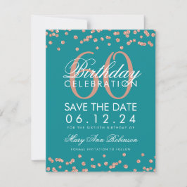 Rose Gold Aquamarin 60. Geburtstag Rett Datum Conf Save The Date