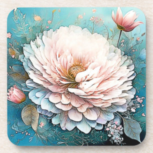 Rose Gold Aquamarin Bloom Art Getränkeuntersetzer