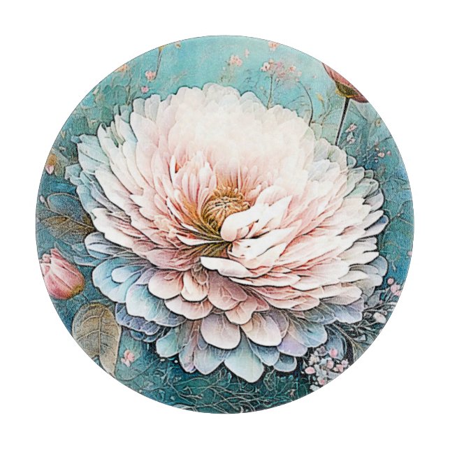 Rose Gold Aquamarin Bloom Art Schneidebrett (Vorderseite)