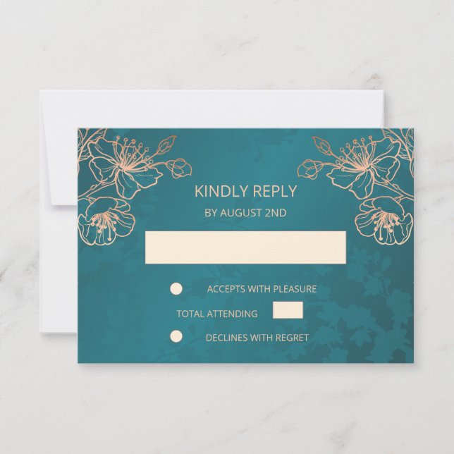 Rose Gold Aquamarine Hochzeit RSVP (Vorderseite)