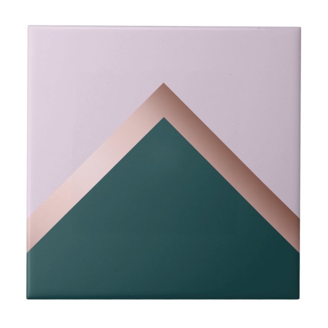 Rose Gold aquamarine und lila geometrische Gestalt Fliese (Vorderseite)
